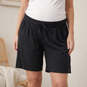 Hatch Maternity The  Softest Rib Shorts Sz 2 Medium Black Drawstring Pull On